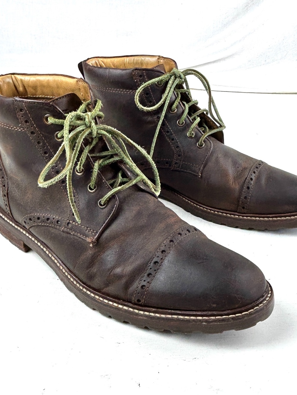 Florsheim Brown Leather Wingtip Brogue Cap Toe Boots, Men’s 11D 11874-215